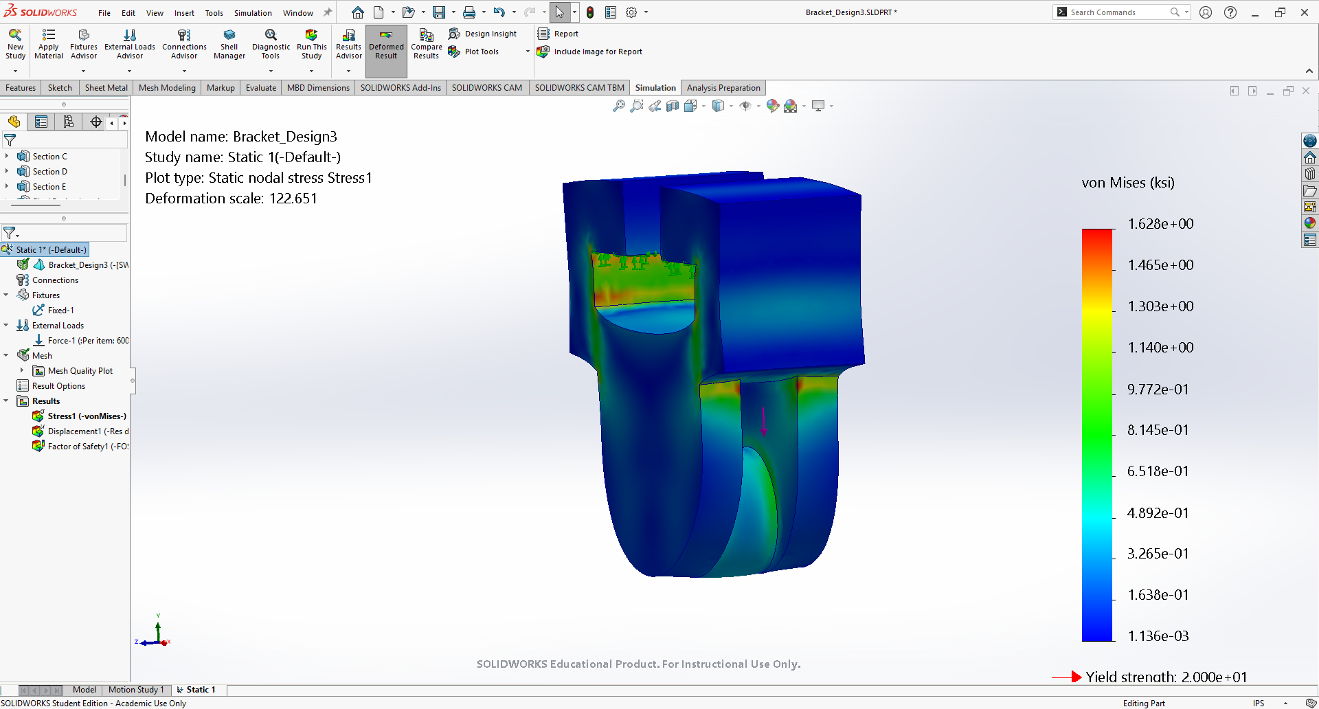 Design 3 - Mesh 3 - Stress